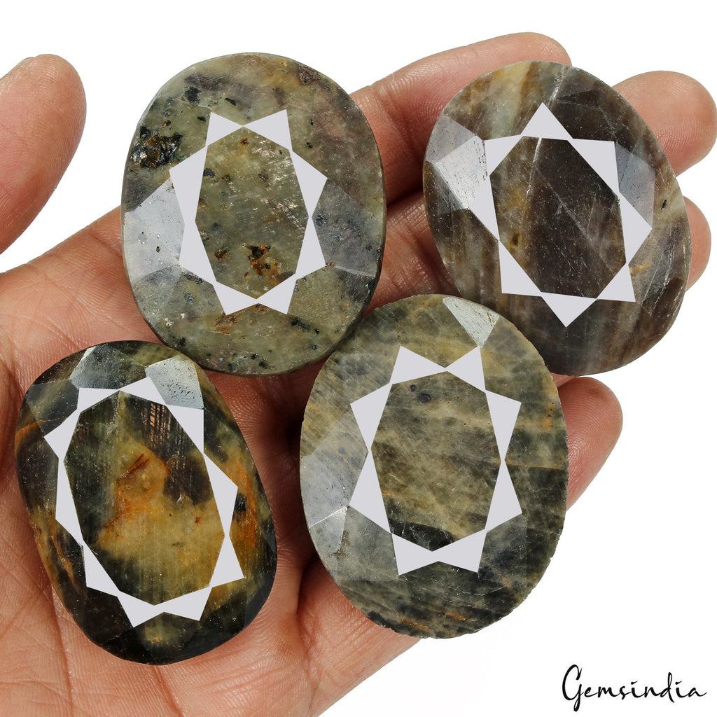Natural Black Brown Sapphire Untreated Oval Cut Loose Gemstones 1320 Ct 45-48mm