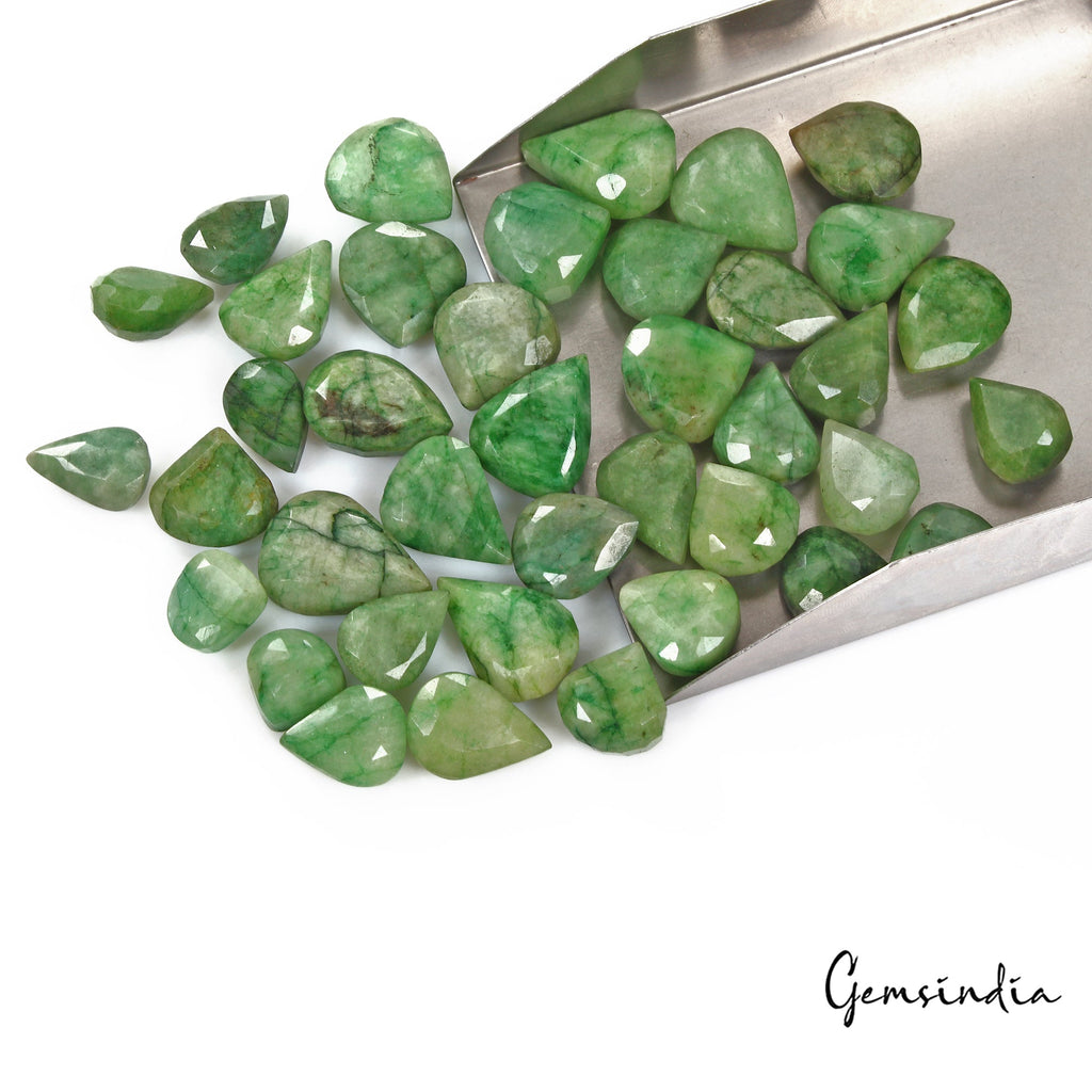 660 Ct/39 Pcs Natural Brazilian Green Emerald Pear 14mm-24mm Gems For Jewelry