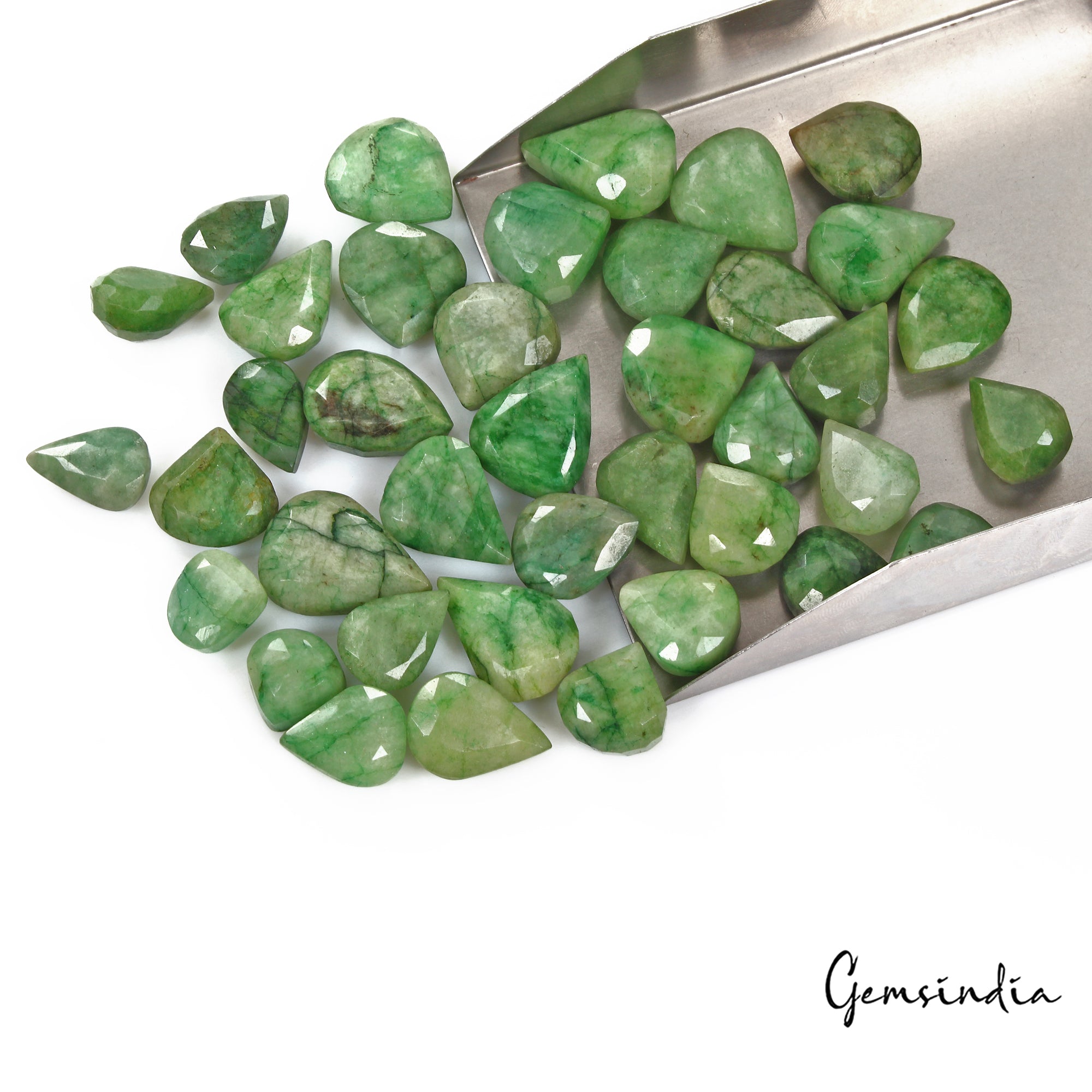 660 Ct/39 Pcs Natural Brazilian Green Emerald Pear 14mm-24mm Gems For Jewelry