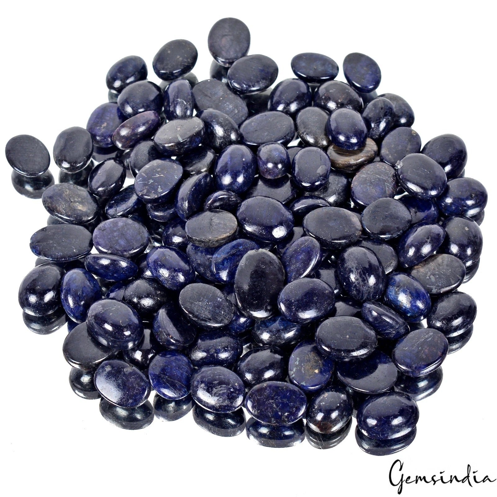 Blue Sapphire Lot, Cabochon, Oval cabochon, Color Enhanced — 100 Pieces, 12mm, 900 Ct, Madagascar