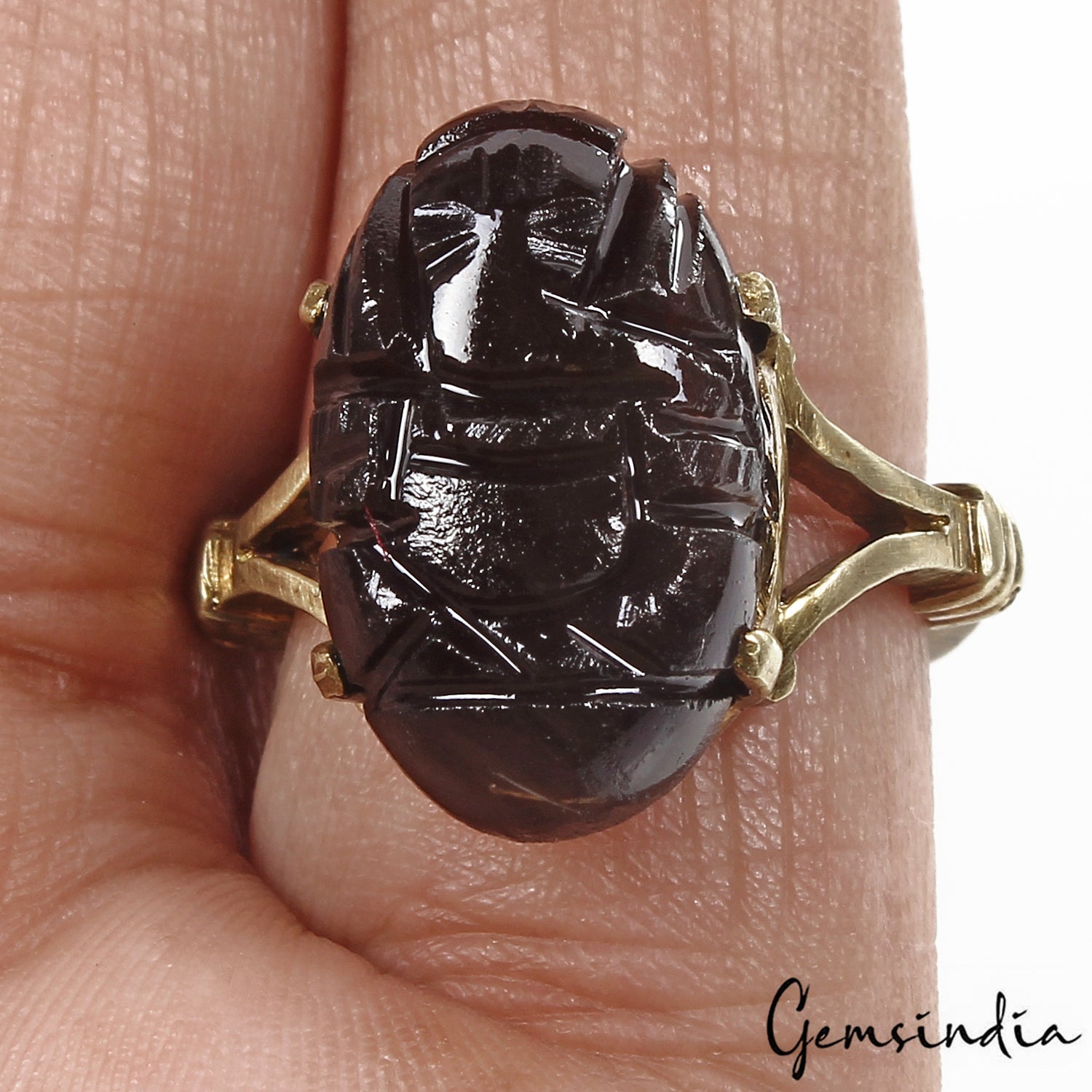 8Mix Metal Adjustable Ashtadhatu Carved Ganesha Onyx Gem Astrological Ring~6.3gm