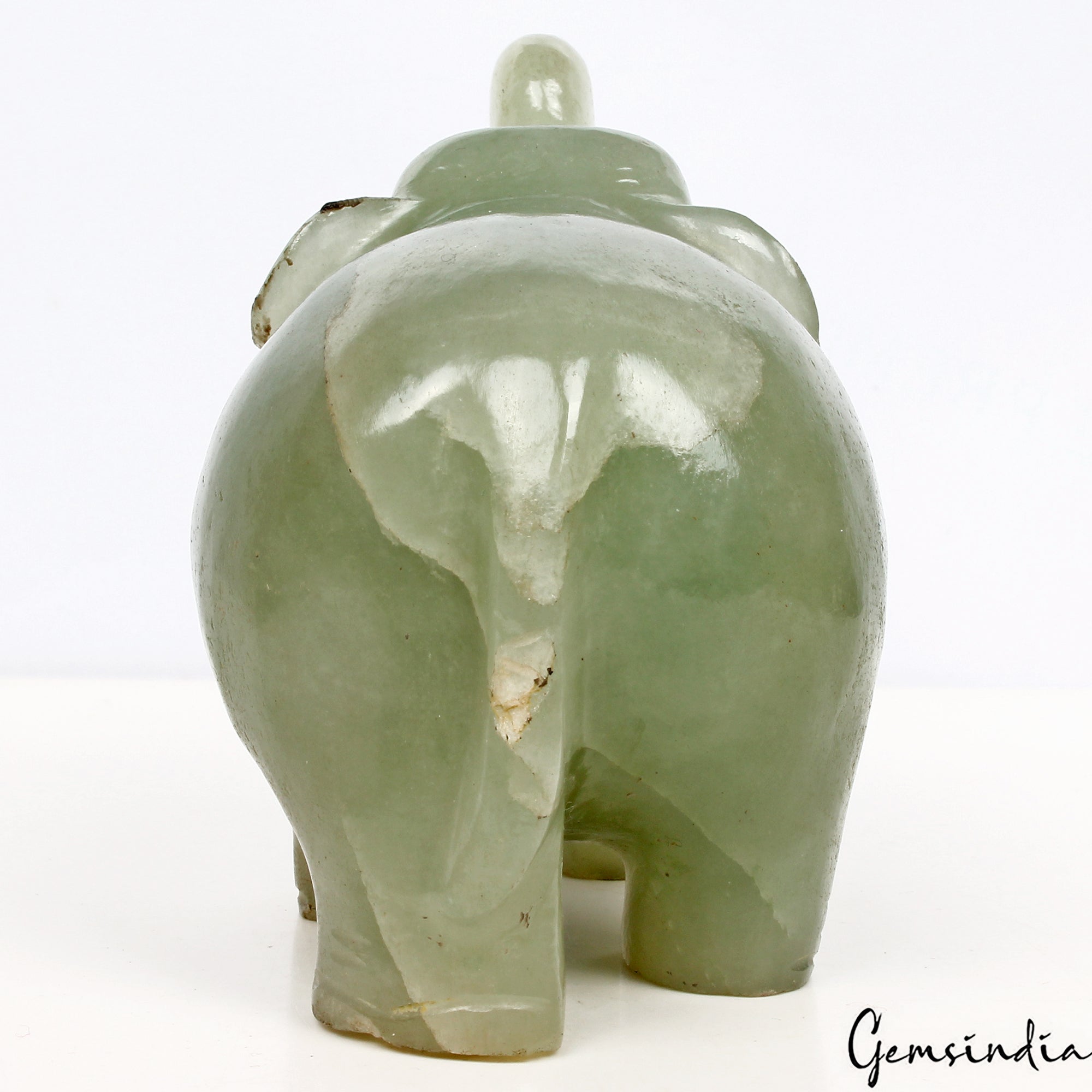 Handmade 2150 Cts Natural Green Aventurine Elephant Sculpture Home Decor /Statue