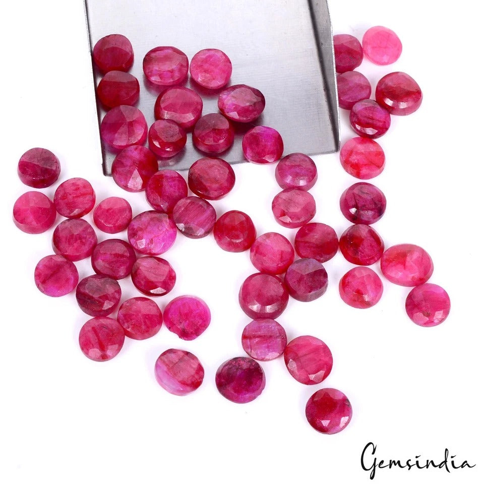 50 Pcs Natural Red Beryl Bixbite Round Cut Loose Jewelry Making Gemstones~7-9mm