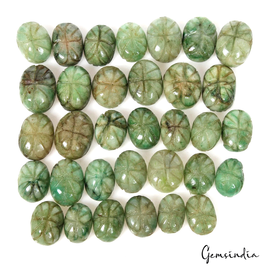 Emerald Loose Gemstone, Color Enhanced, Green — 14mm to 17mm, 330 Ct, Brazil