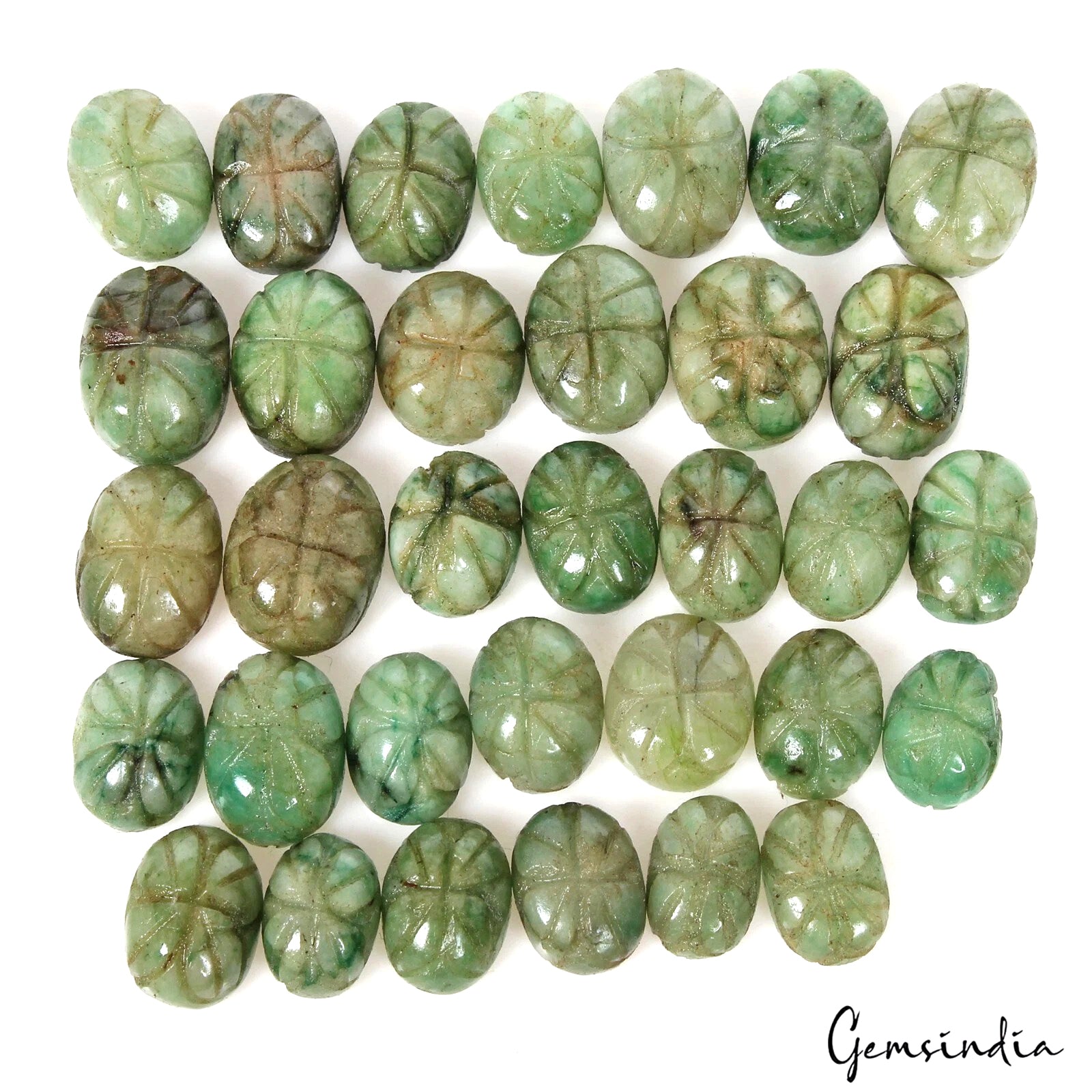 Emerald Loose Gemstone, Color Enhanced, Green — 14mm to 17mm, 330 Ct, Brazil