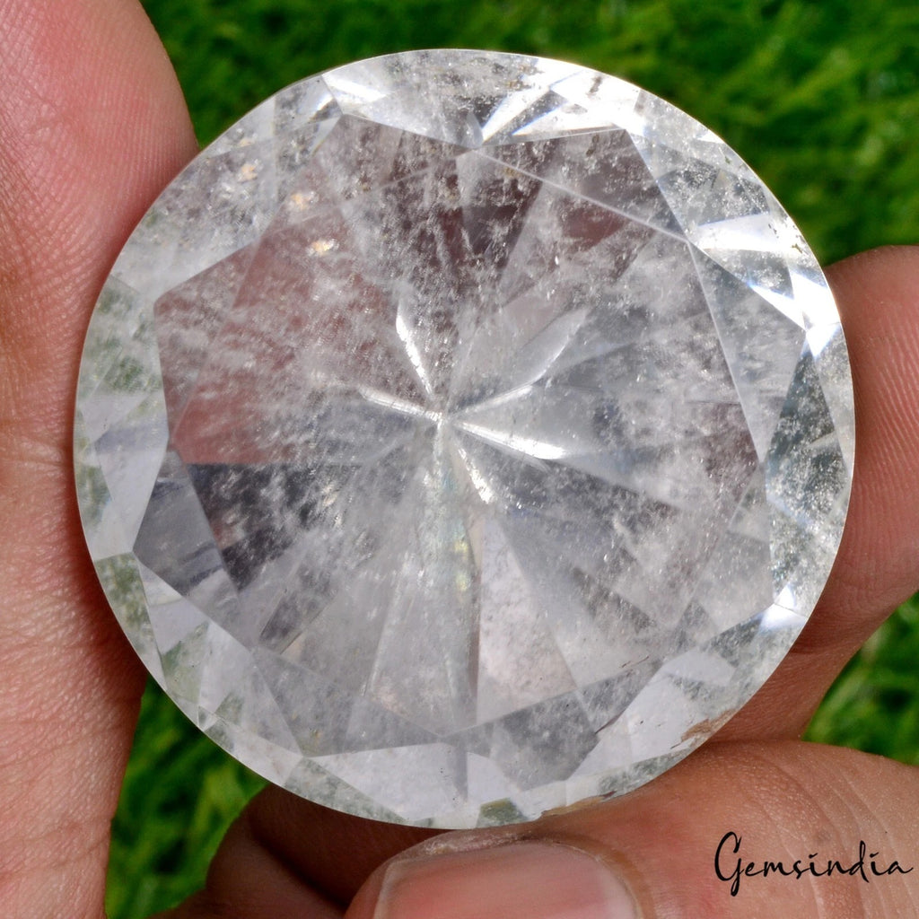 White Quartz Loose Gemstone, Untreated — 41x37 mm, 292.40 Ct, Brazil