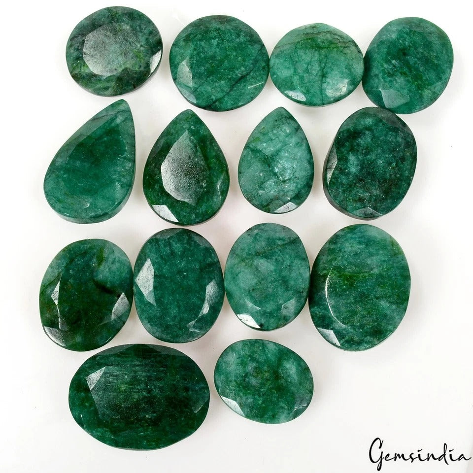 Emerald Lot, Loose Gemstone, Oval Pear Round, Green — 14 Pieces, 21mm to 32mm, 450 Ct, Brazil