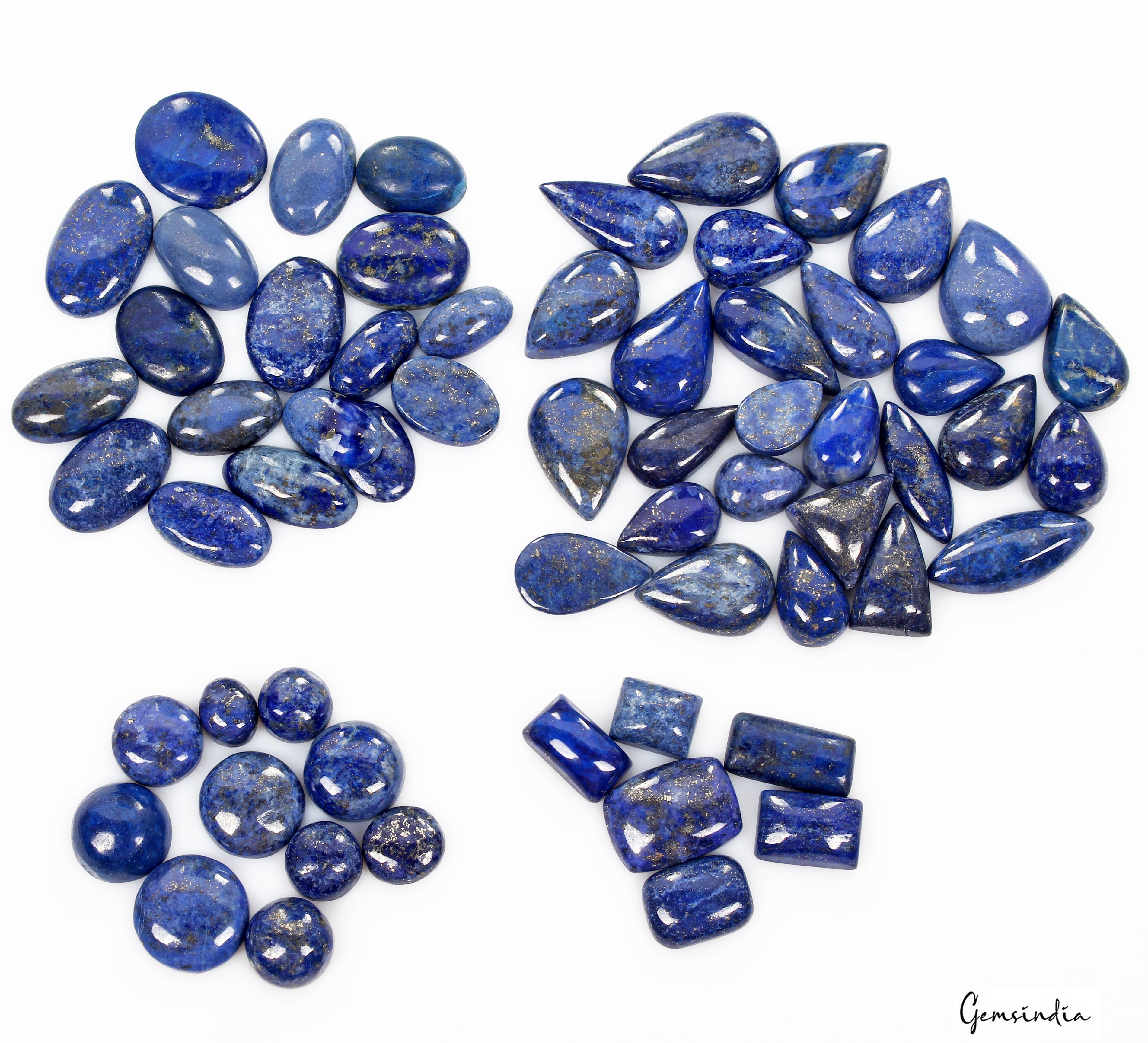 700 Ct/66 Pcs Natural Blue Lapis Lazuli Gold Flecks Mix Cab Loose Wholesale Gems