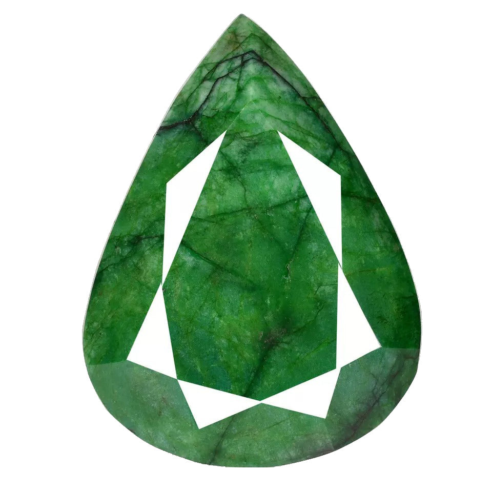 2580 Ct. Natural Green Emerald Earth Mined Huge Size Pear Faceted Cut Gemstone