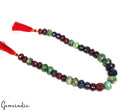860Ct Natural Ruby Sapphire Emerald Round Checker Cut Center Drill Bead Strand