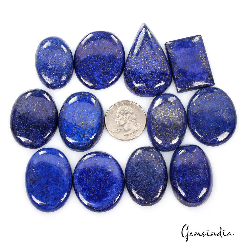 Lapis Lazuli Lot, Loose Gemstone, Blue — 12 Pieces, 32mm to 46mm, 740 Ct, Afghanistan