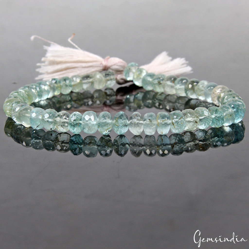 Aquamarine Beaded Strand, Untreated, Blue — 6mm, 55.00 Ct, Brazil