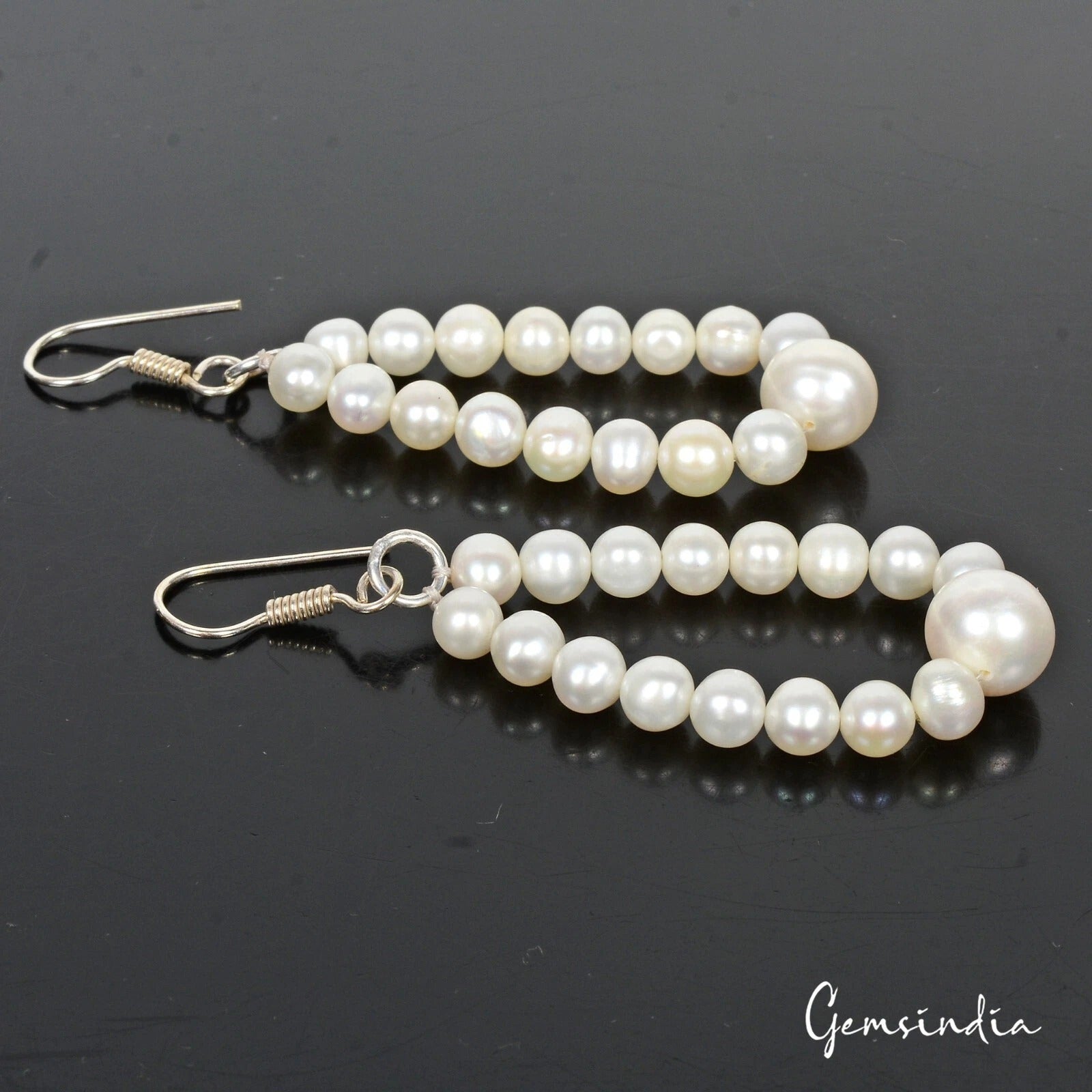 57.30Ct Natural Freshwater Pearl Beaded Dangler Beautiful Earring For Girl 2.75"