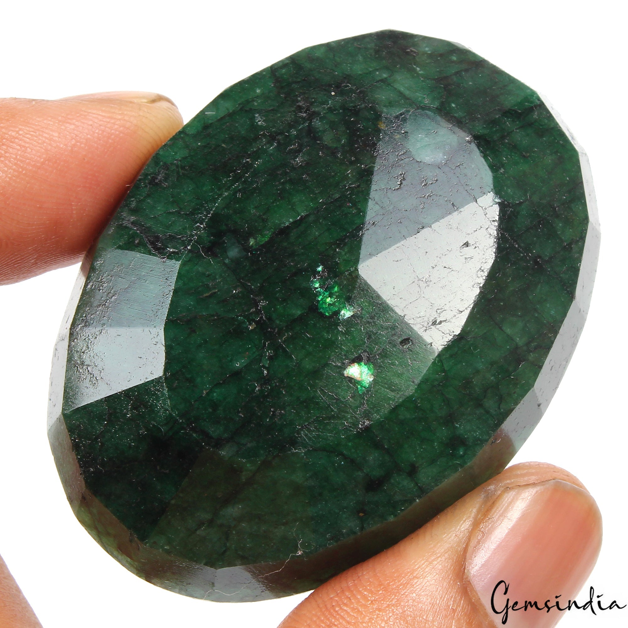 300 Ct Natural Green Emerald Oval Faceted Earth Mined Loose Gemstone From Brazil