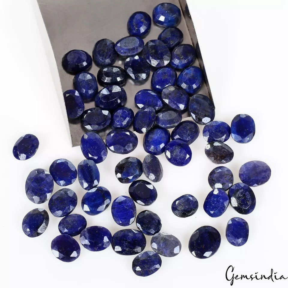 122.20 Cts/55 Pcs Natural Oval Blue Sapphire Oval Faceted Loose Gem For Jewelry