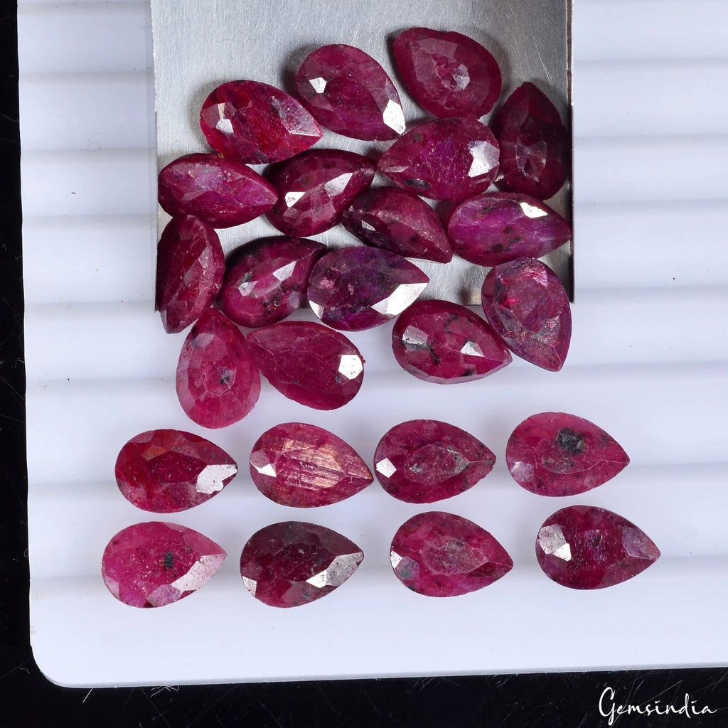 Ruby Lot, Loose Gemstone, Color Enhanced, Red — 24 Pieces, 11mm to 12mm, 113.60 Ct, Madagascar