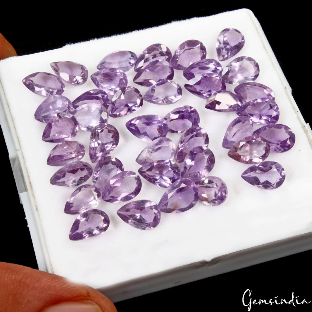 Amethyst Lot, Loose Gemstone, Purple — 40 Pieces, 9mm, 47.50 Ct, Brazil