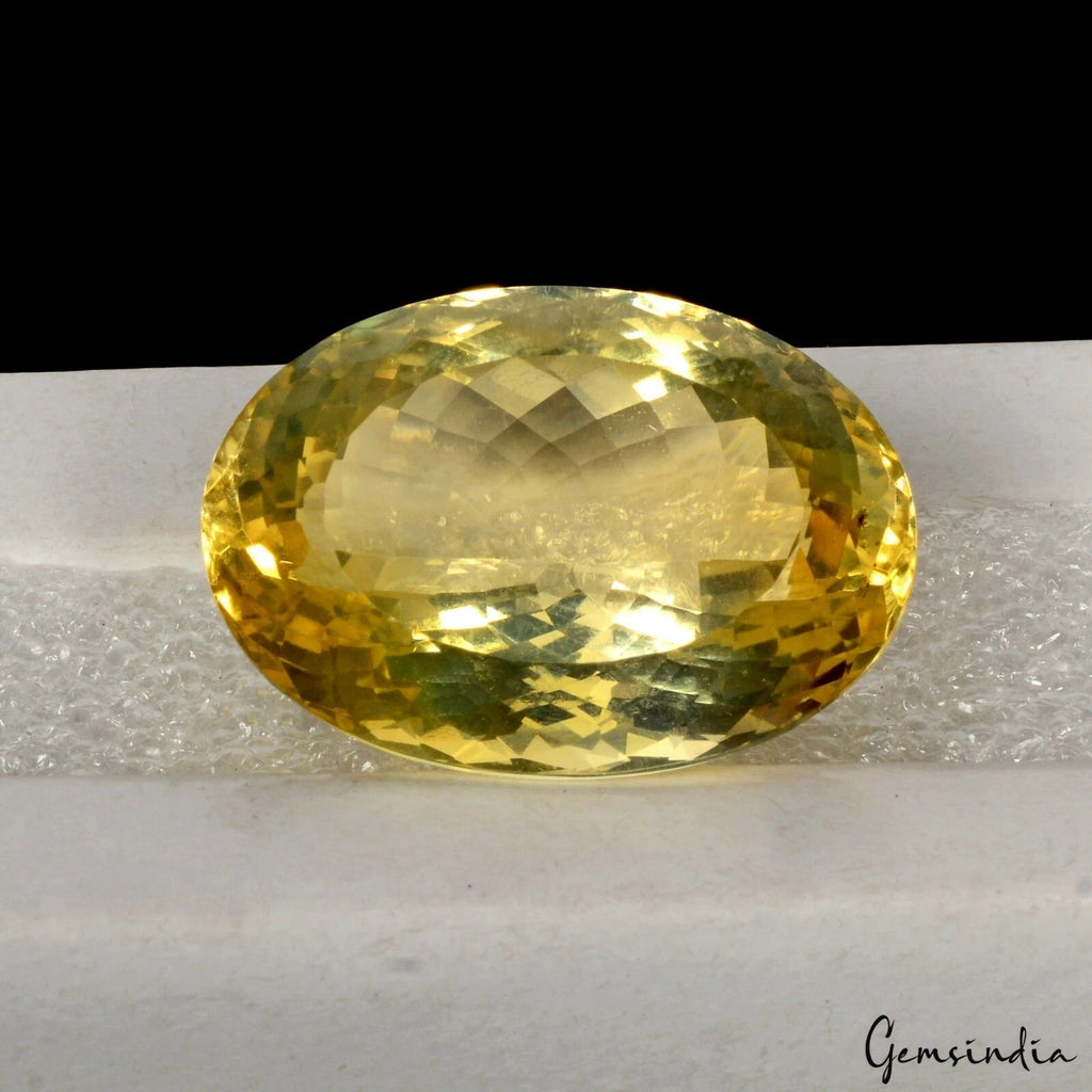Oval Cut Natural Unheated Yellow Citrine Brazil VVS 34.20Ct 25x18mm Big Gemstone