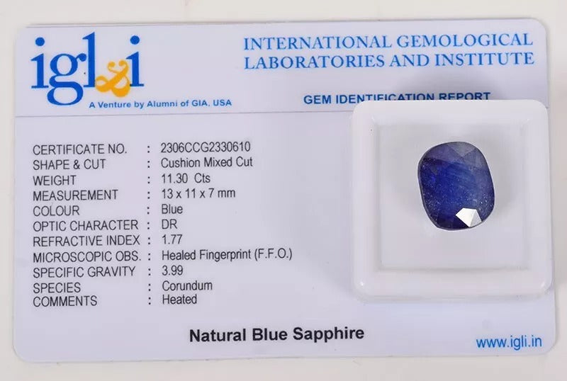 Ceylon Sapphire Loose Gemstone, Blue — 13x11x7mm, 11.30 Ct, Sri Lanka
