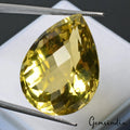 Citrine Loose Gemstone, Pear Checker Cut, Yellow — 25x19x14 mm, 33.10 Ct, Brazil