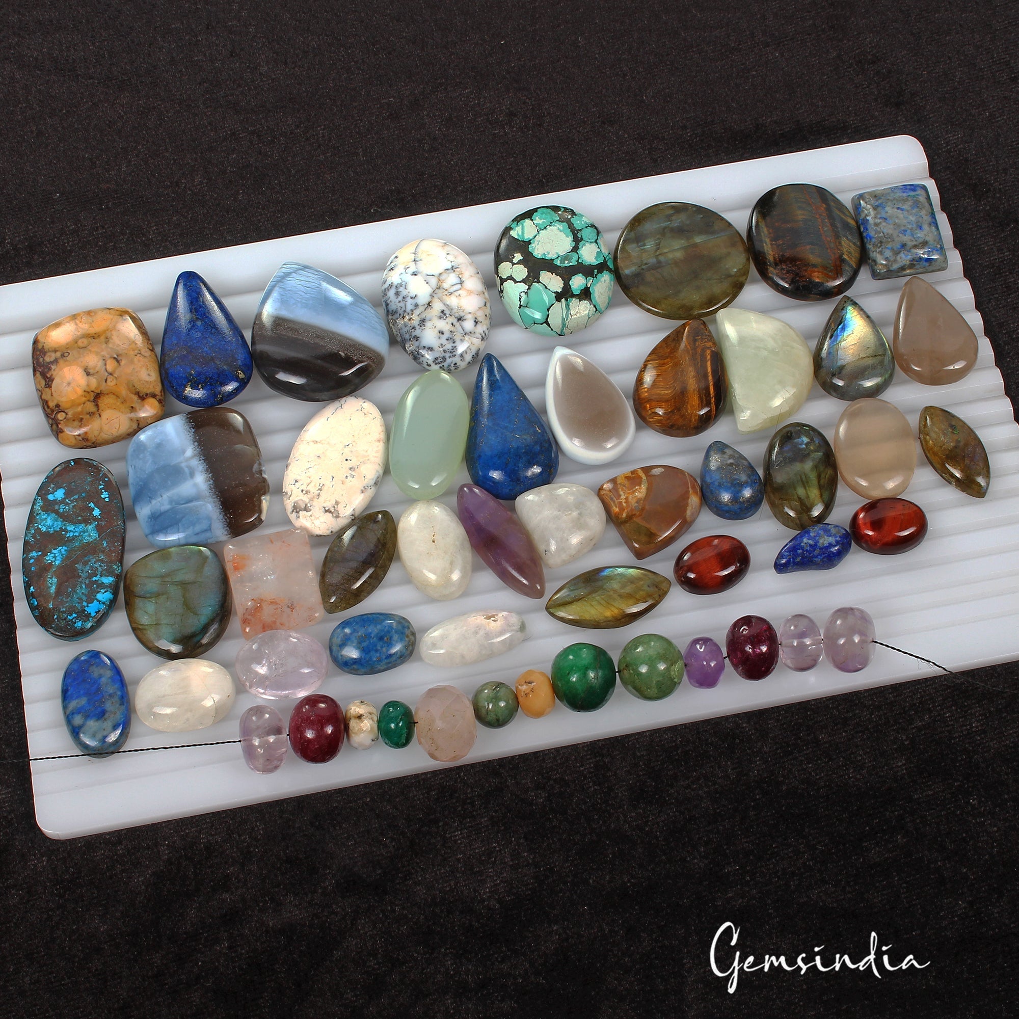 Natural Multi Gems Labradorite, Rose Quartz, Rutile, Blue Opal, Moonstone, Onyx,