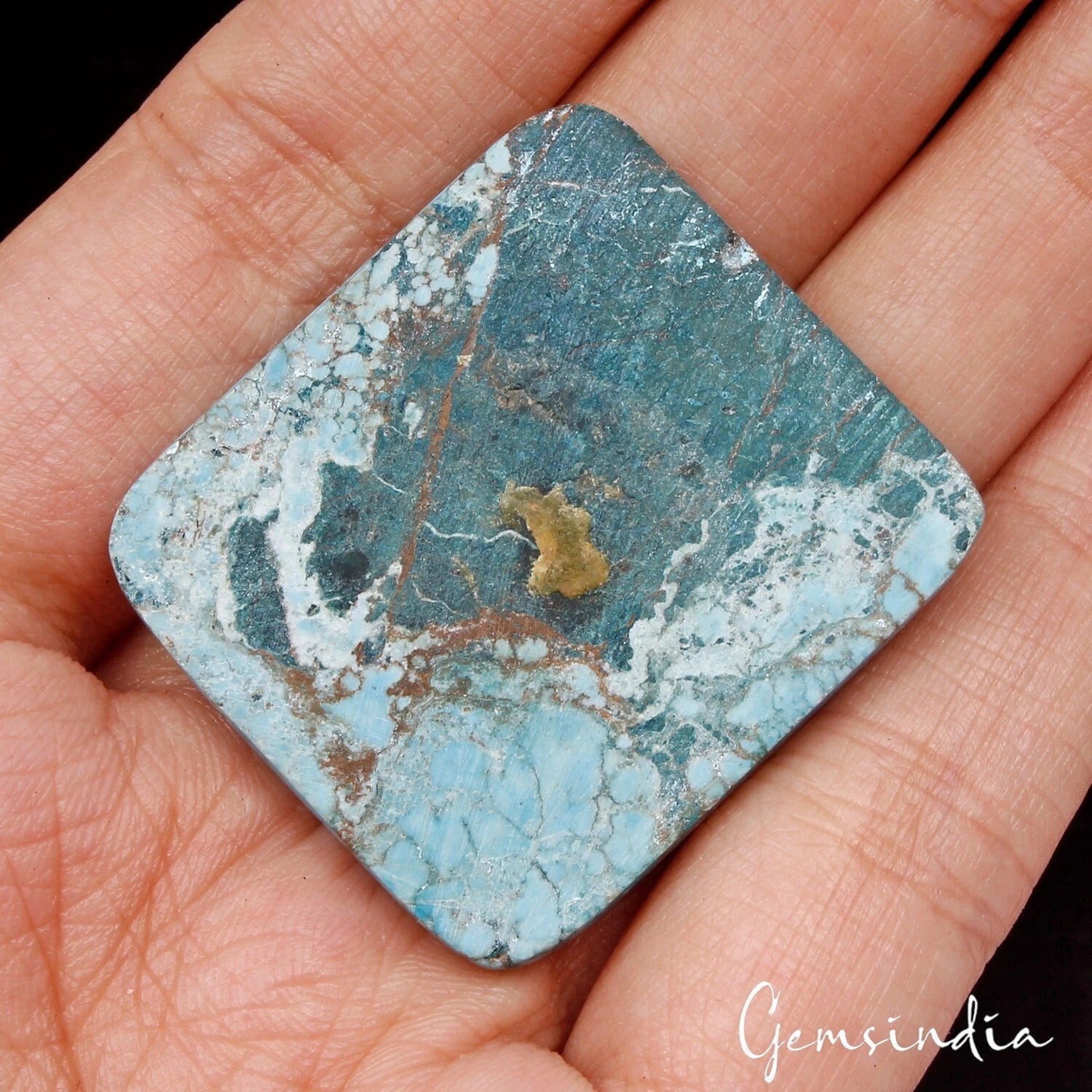 76.80 Ct Natural Blue Designer Cushion Cabochon Spiderweb Loose Gems For Pendant