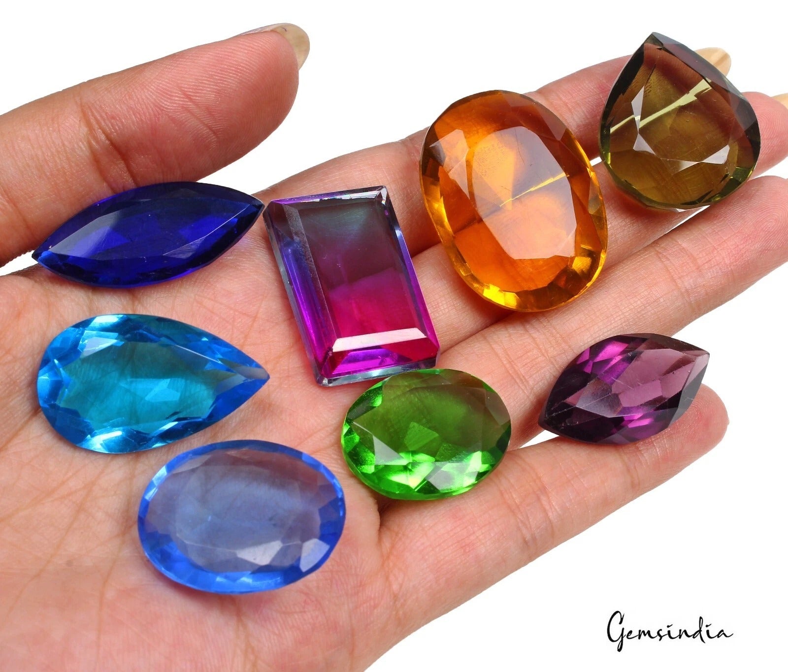 286 Cts Hydro Multi Color Mix Cut Loose 23mm-33mm Gemstones for Jewelry ~8 Pcs