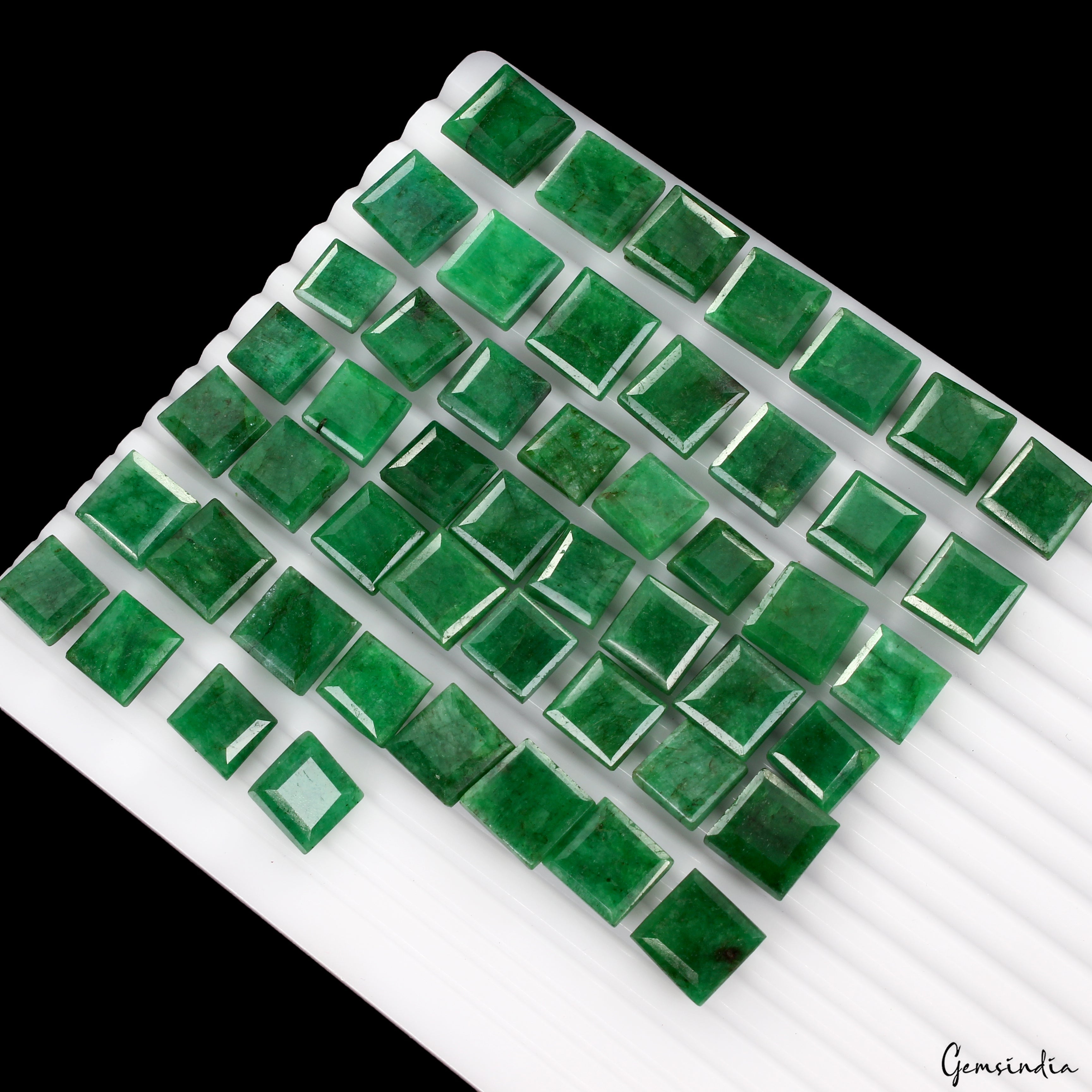 Certified Colombian Natural Green Emerald 540Ct Square Cut Loose Gemstones~50 Pc