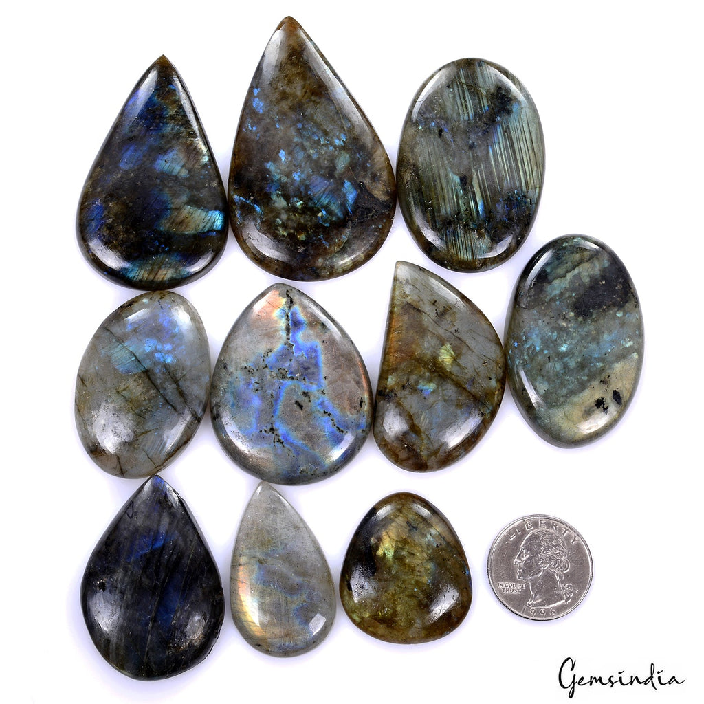 980 Ct Natural Untreated Multi Shine Labradorite Mix Cabochon Loose Gem Lot 10Pc