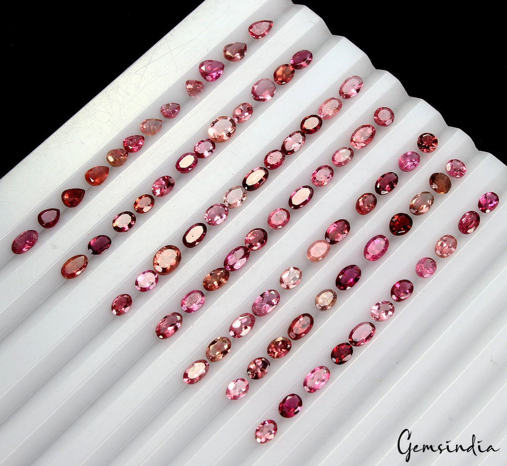 3-5mm Mix Cut Red Tourmaline (Rubellite) 17.10 Ct Genuine Loose Gemstones 81 Pcs