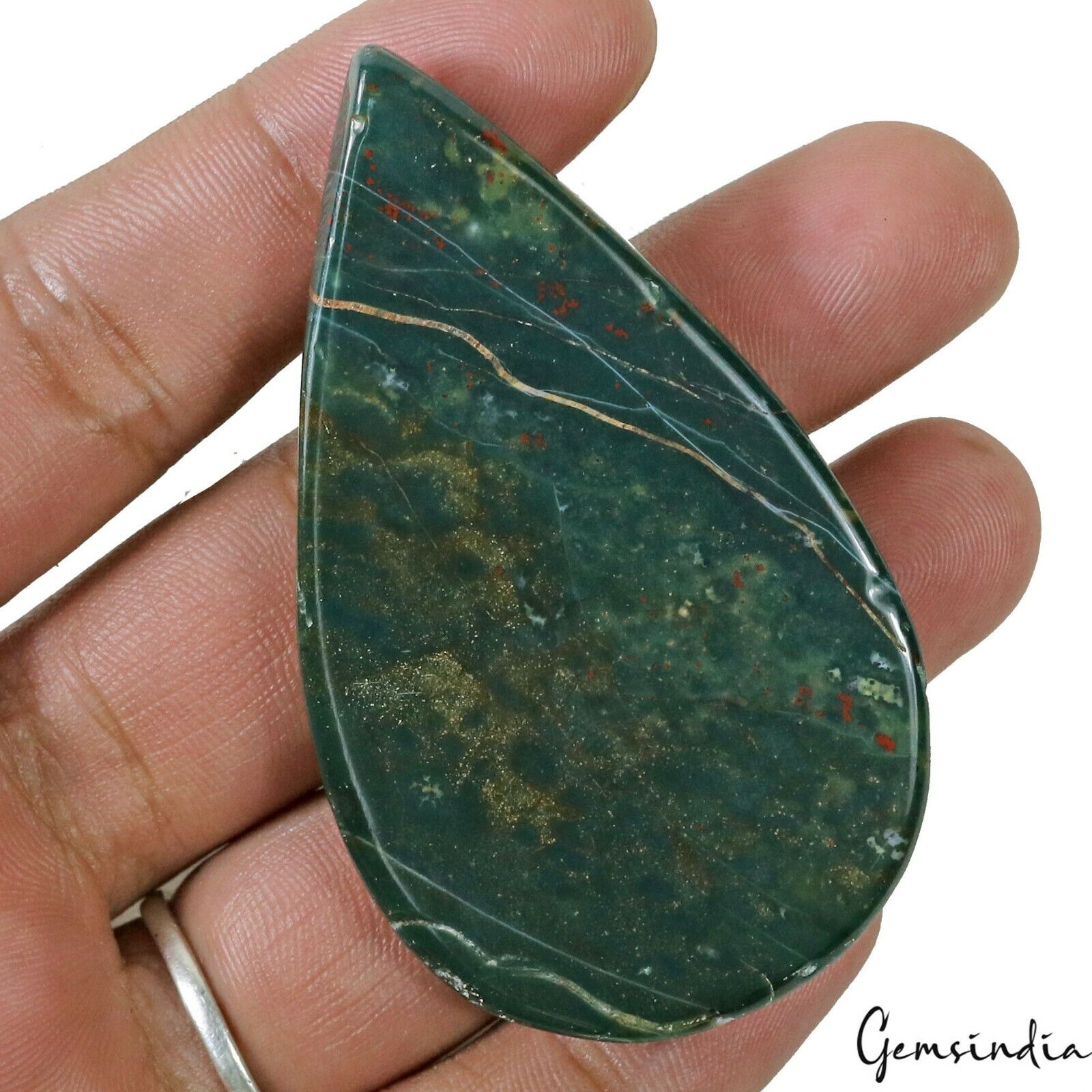 163.20 Ct Natural Blood Stone Jasper Pear Cabochon Huge Untreated Gemstone~67mm