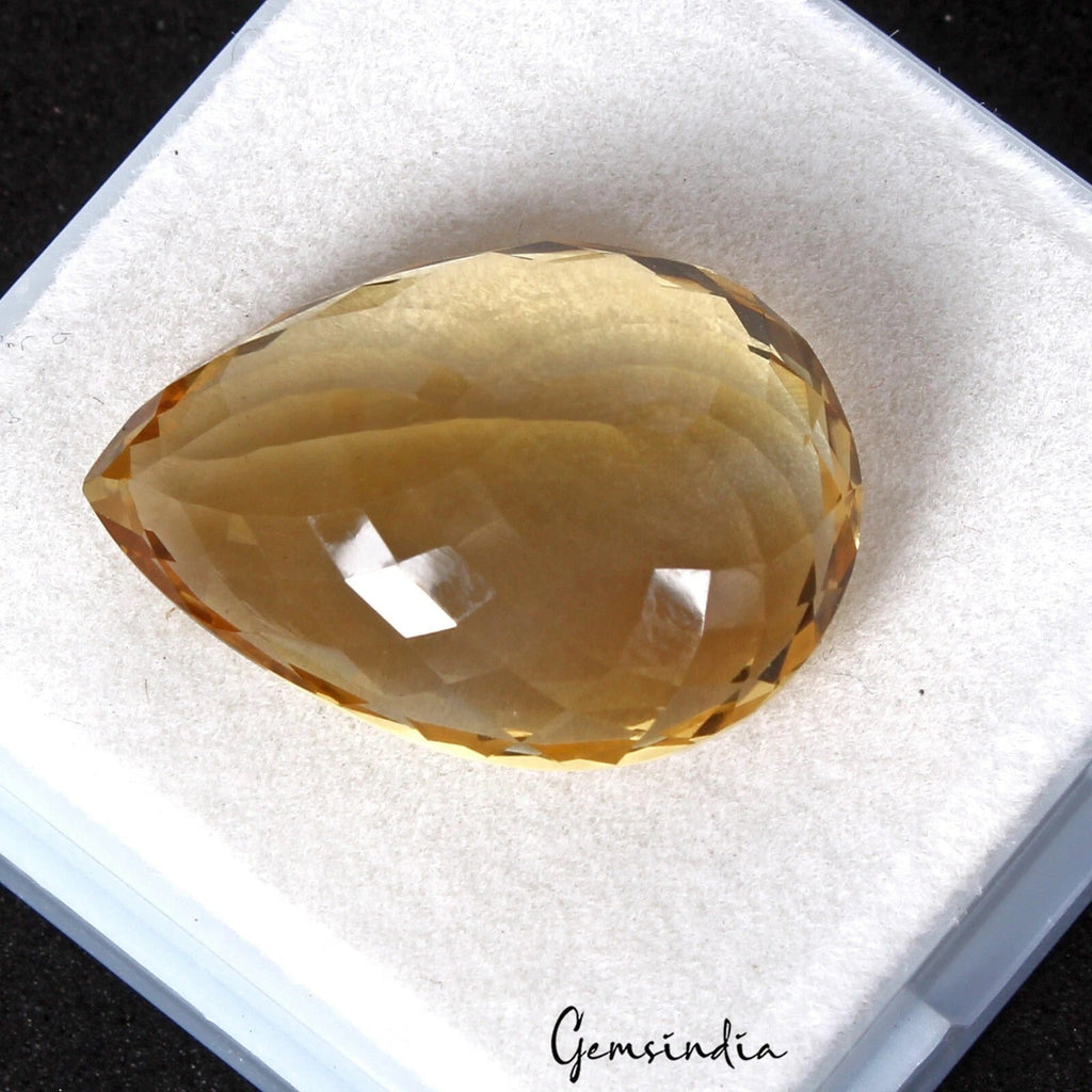 29.60 Ct Natural Untreated Yellow Citrine Pear Faceted Loose Gem For Jewelry