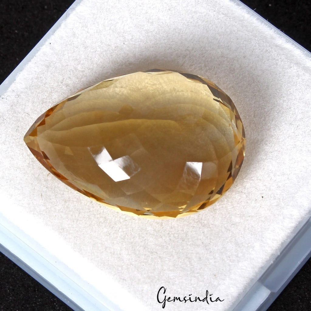Citrine Loose Gemstone, Pear Cut, Untreated — 25 x 18 x 9 mm, 29.60 Ct