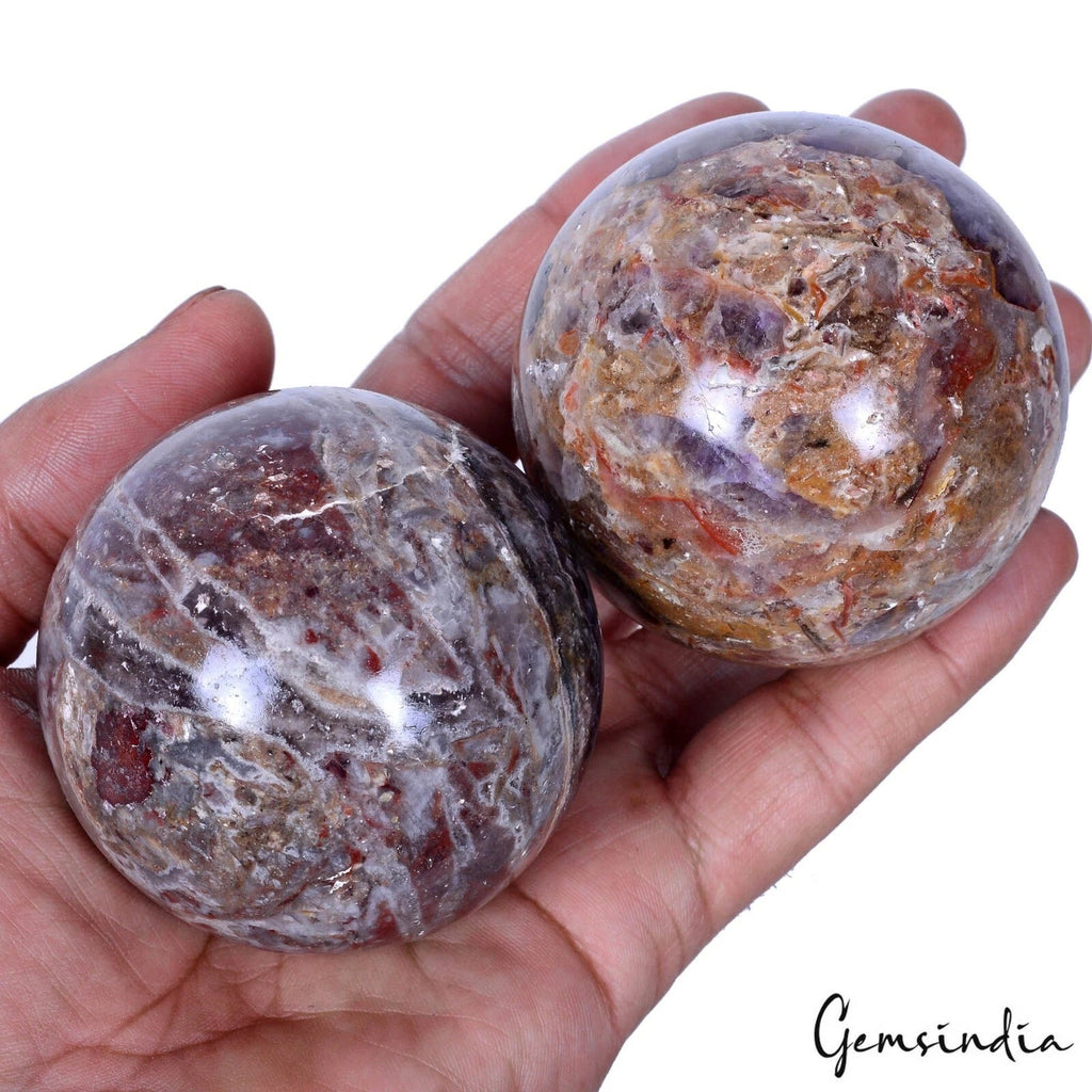 3240 Cts/2 Pcs Natural Amethyst Crystal Healing Mineral Huge Gems Spheres/Balls