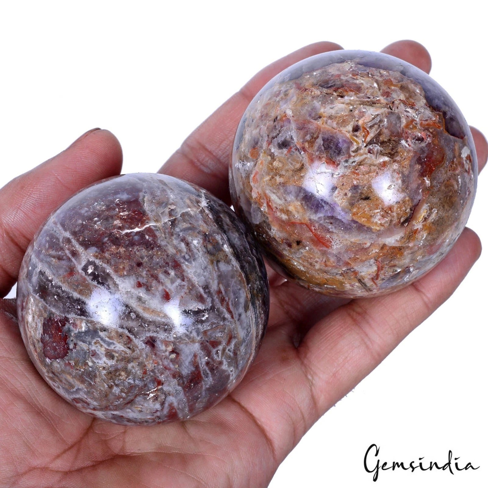 3240 Cts/2 Pcs Natural Amethyst Crystal Healing Mineral Huge Gems Spheres/Balls