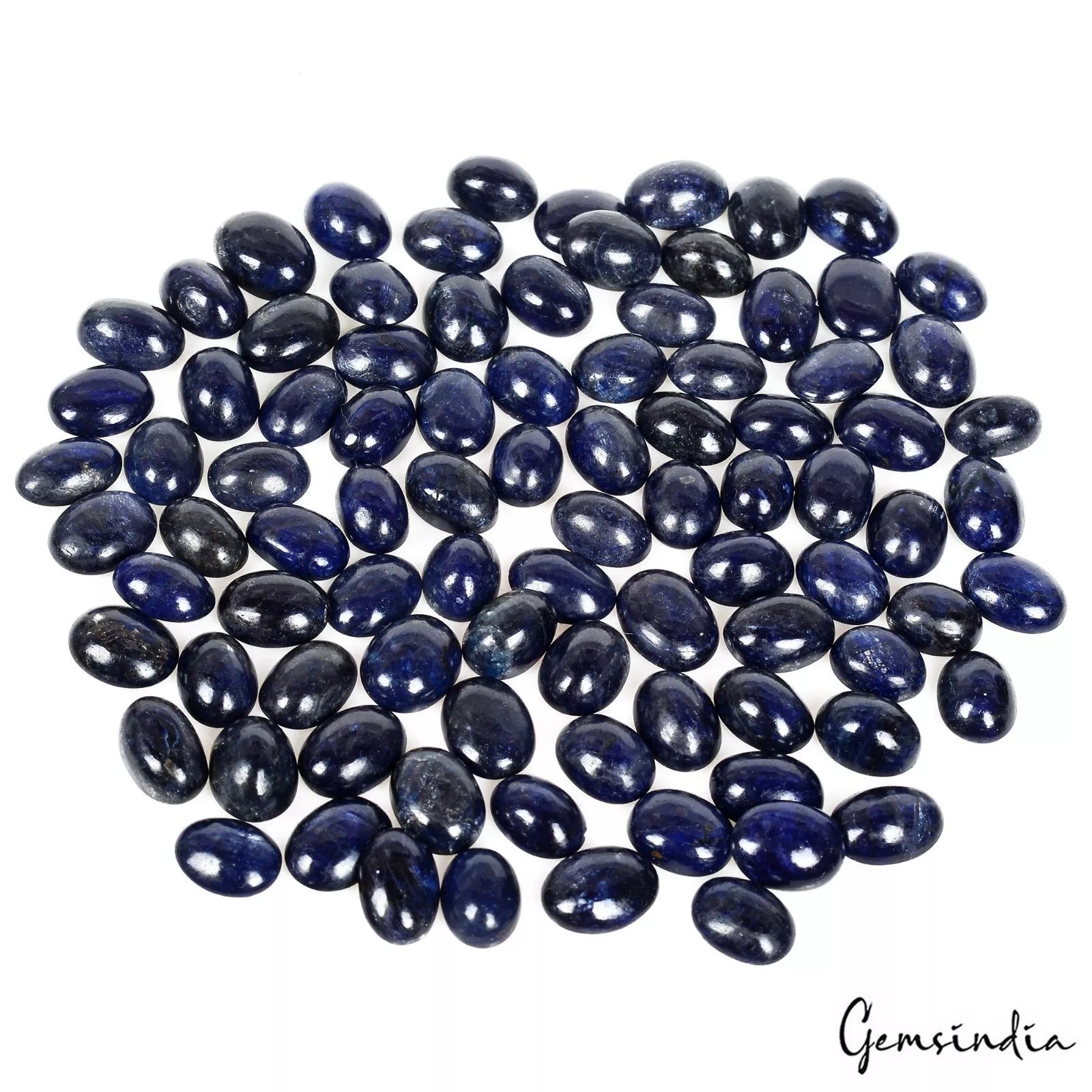 320 Cts/100 Pcs Natural Dark Blue Sapphire Oval Cab Loose Gems For Jewelry