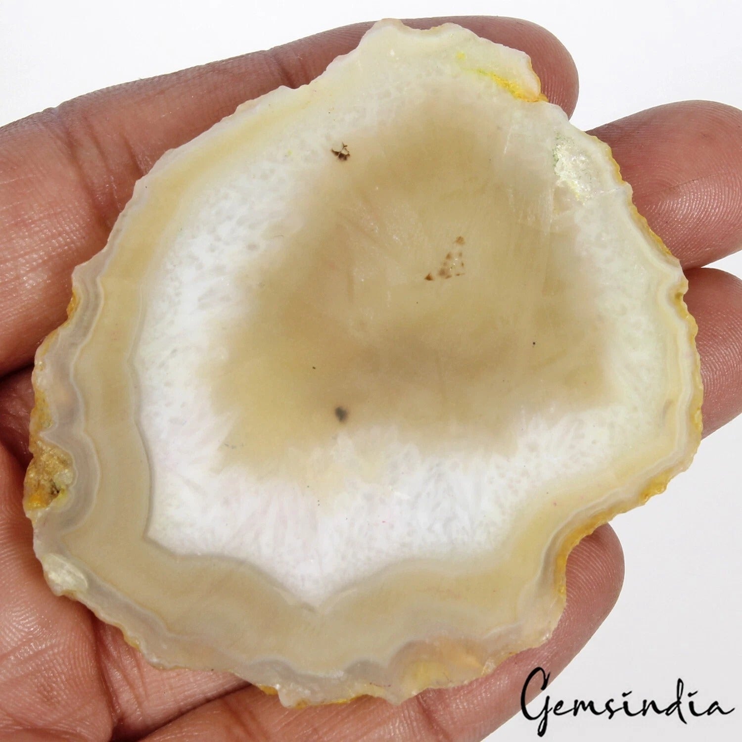 274 Ct Natural yellow-White Onyx/Agate Freeform Slice Cabochon — Pendant Jewelry