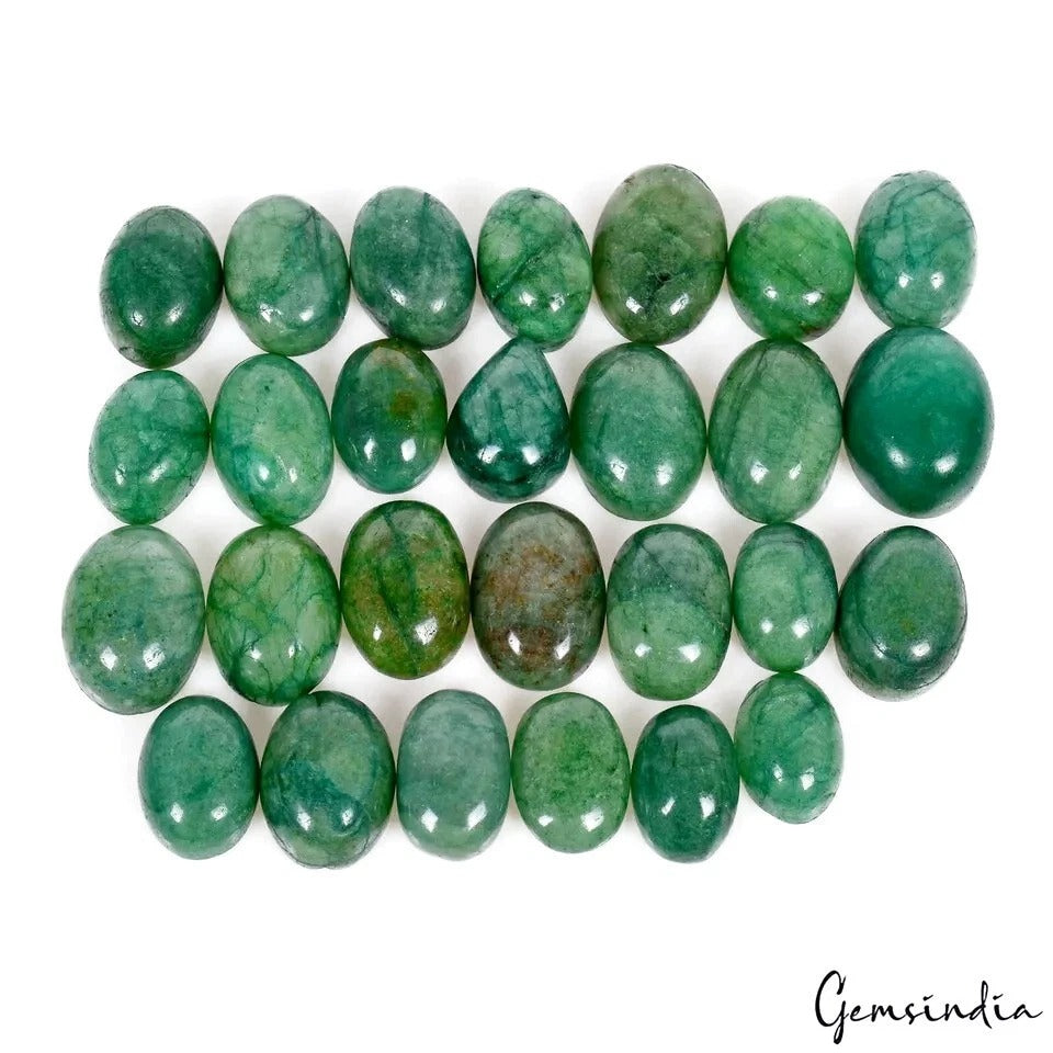 300 Ct/27 Pcs Natural Brazilian Green Emerald Oval Cab Loose Wholesale Gems Lot