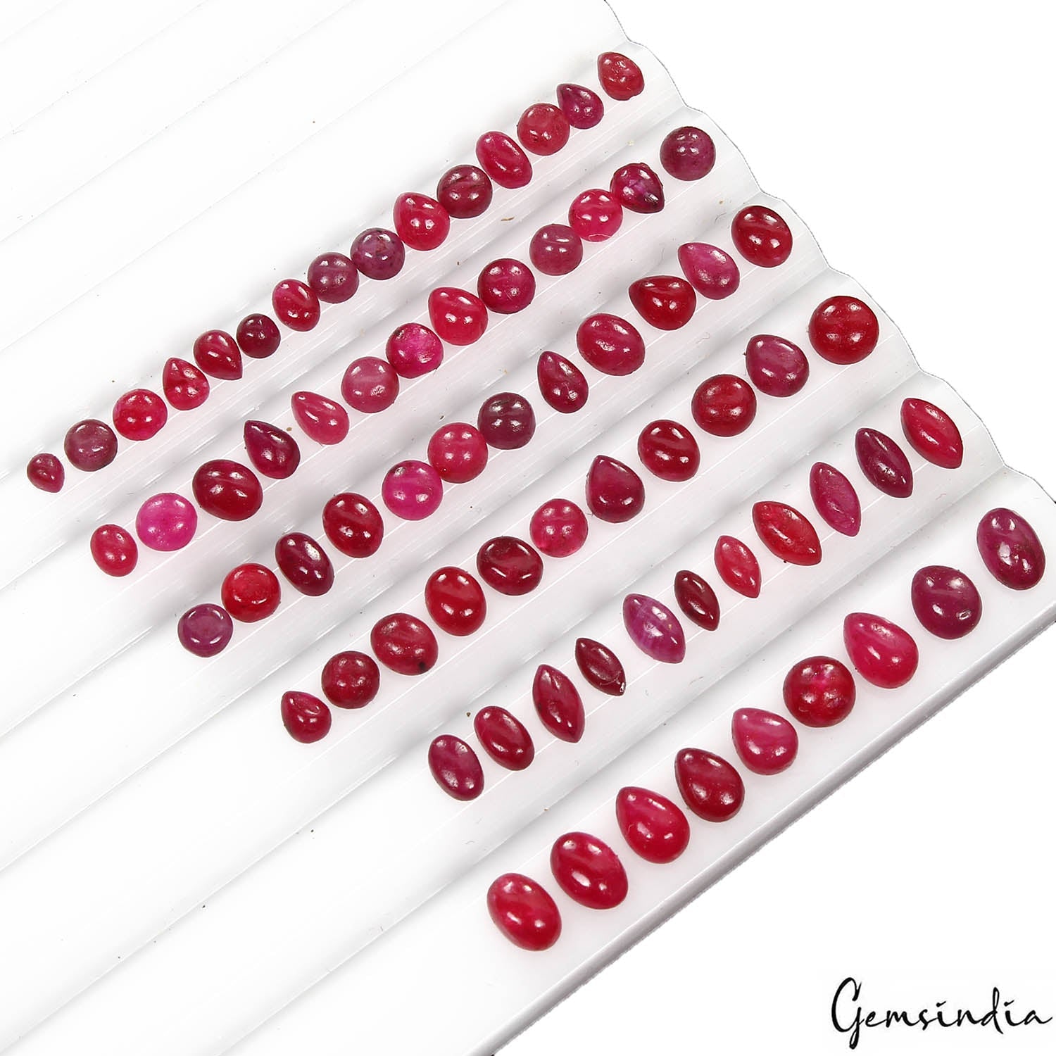 Certified 34.60 Ct/ 71 Pcs Natural Blood Red Ruby Mix Cab Loose Gems For Jewelry