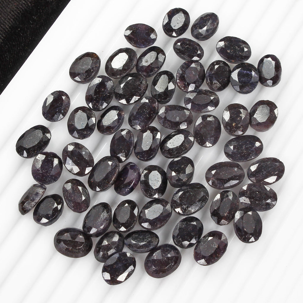 350 Ct/54 Pcs Natural African Dark Blue Sapphire Oval Faceted Loose Cut Gems Lot