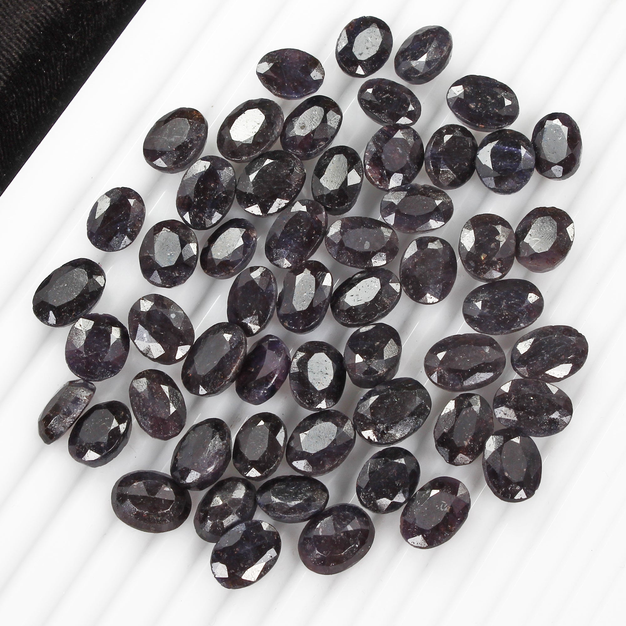 350 Ct/54 Pcs Natural African Dark Blue Sapphire Oval Faceted Loose Cut Gems Lot