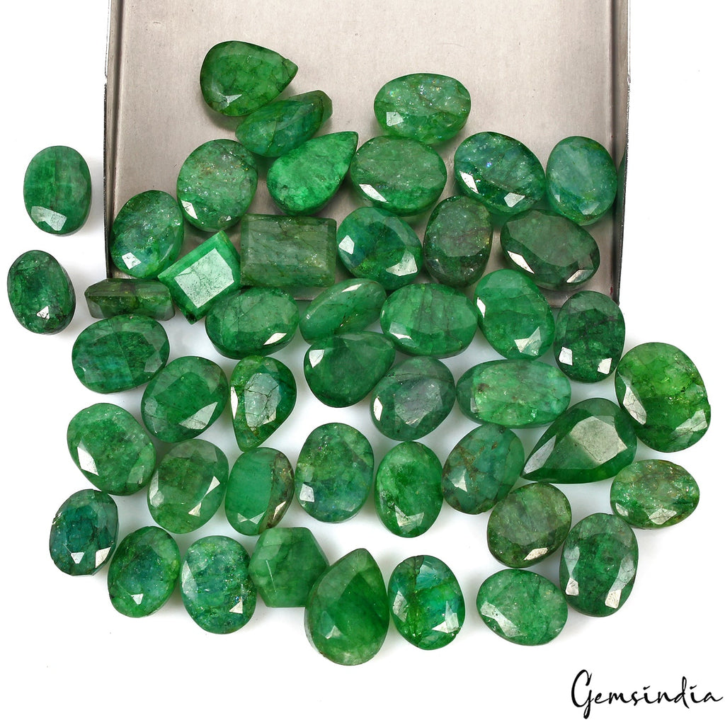 Certified 570 Cts/46 Pcs Natural Brazilian Top Green Emerald Oval Loose Gems Lot