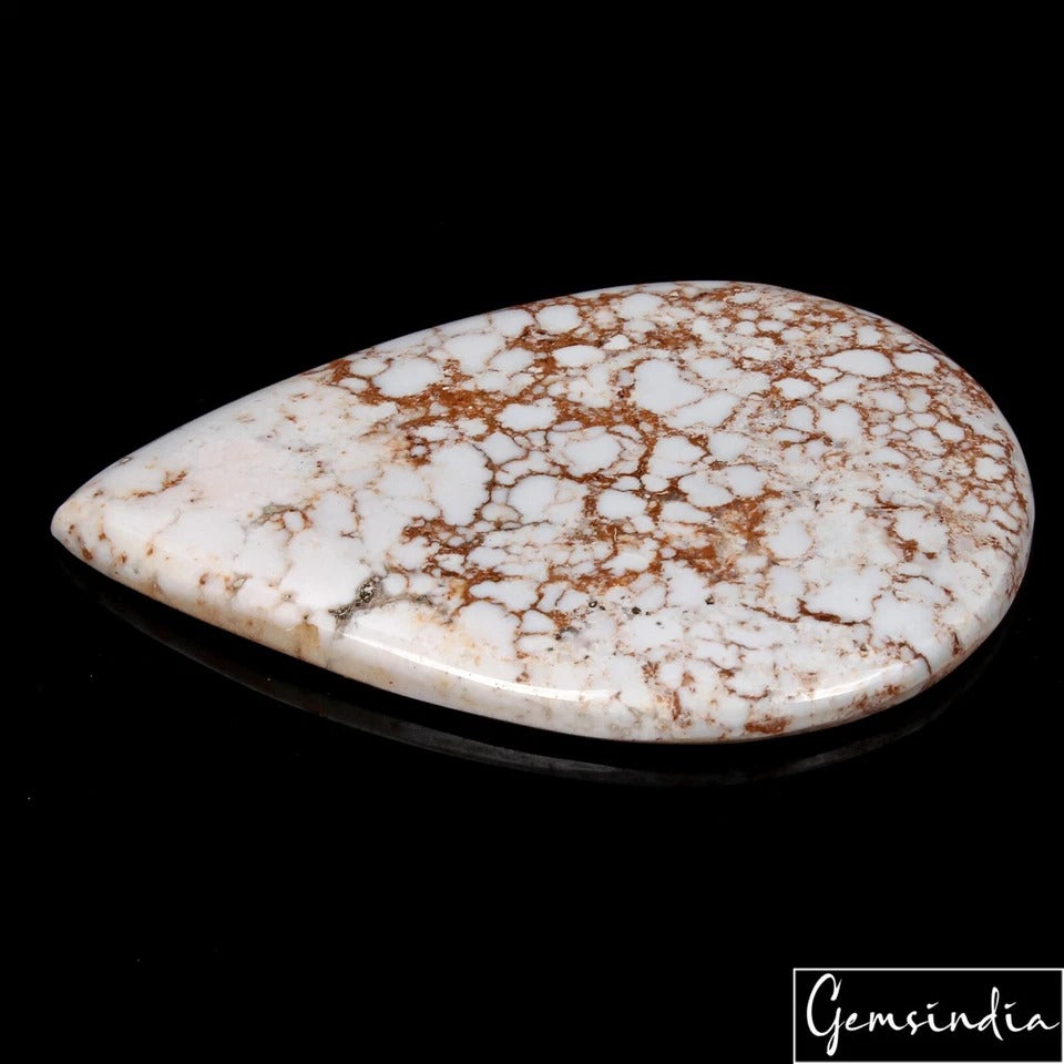 226 Ct White Buffalo Turquoise Pear Cabochon Large Gemstone 75mm From Nevada USA