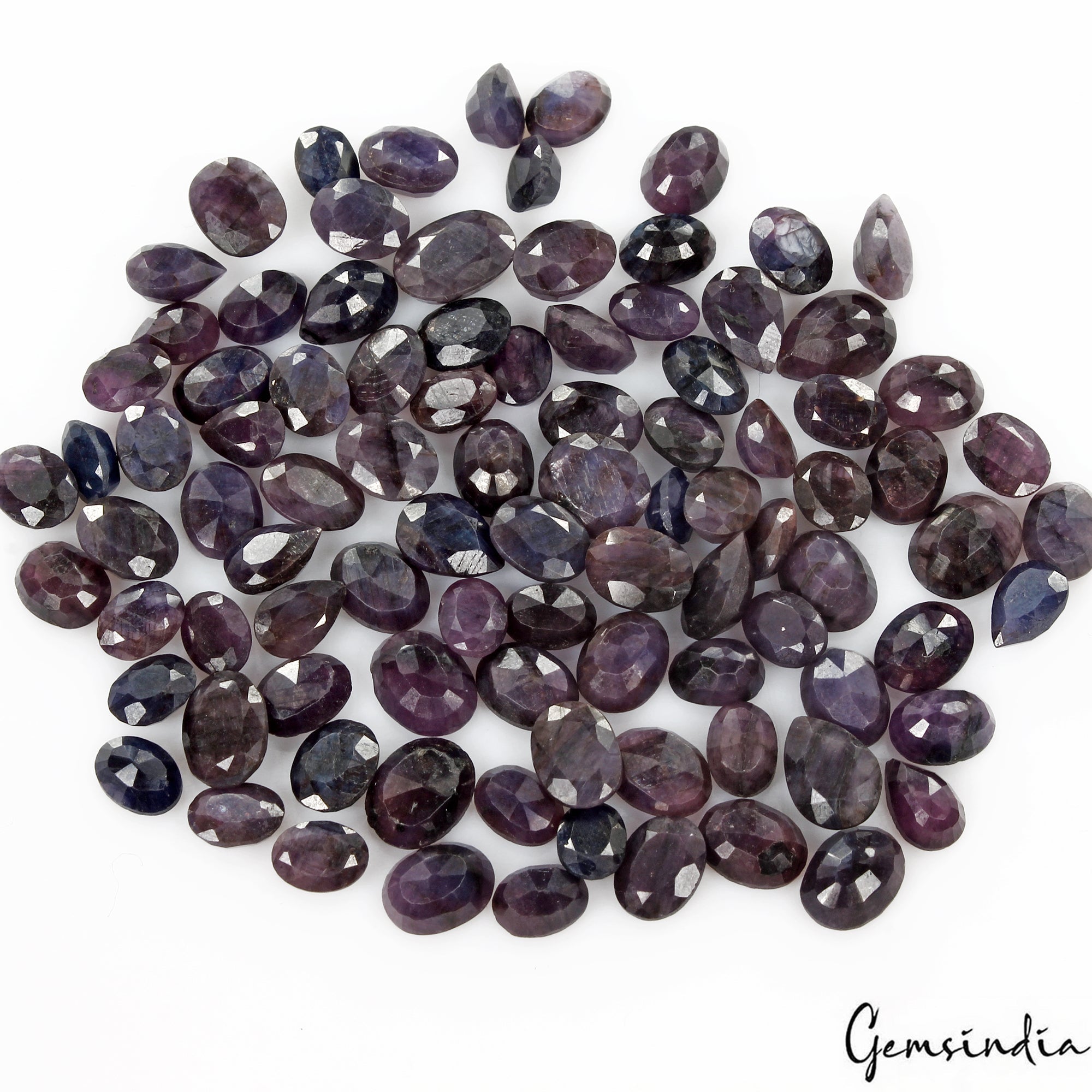 100% Natural Blue Sapphire Loose Gemstone Lot - Purple Violet Faceted Mix -94 Pc
