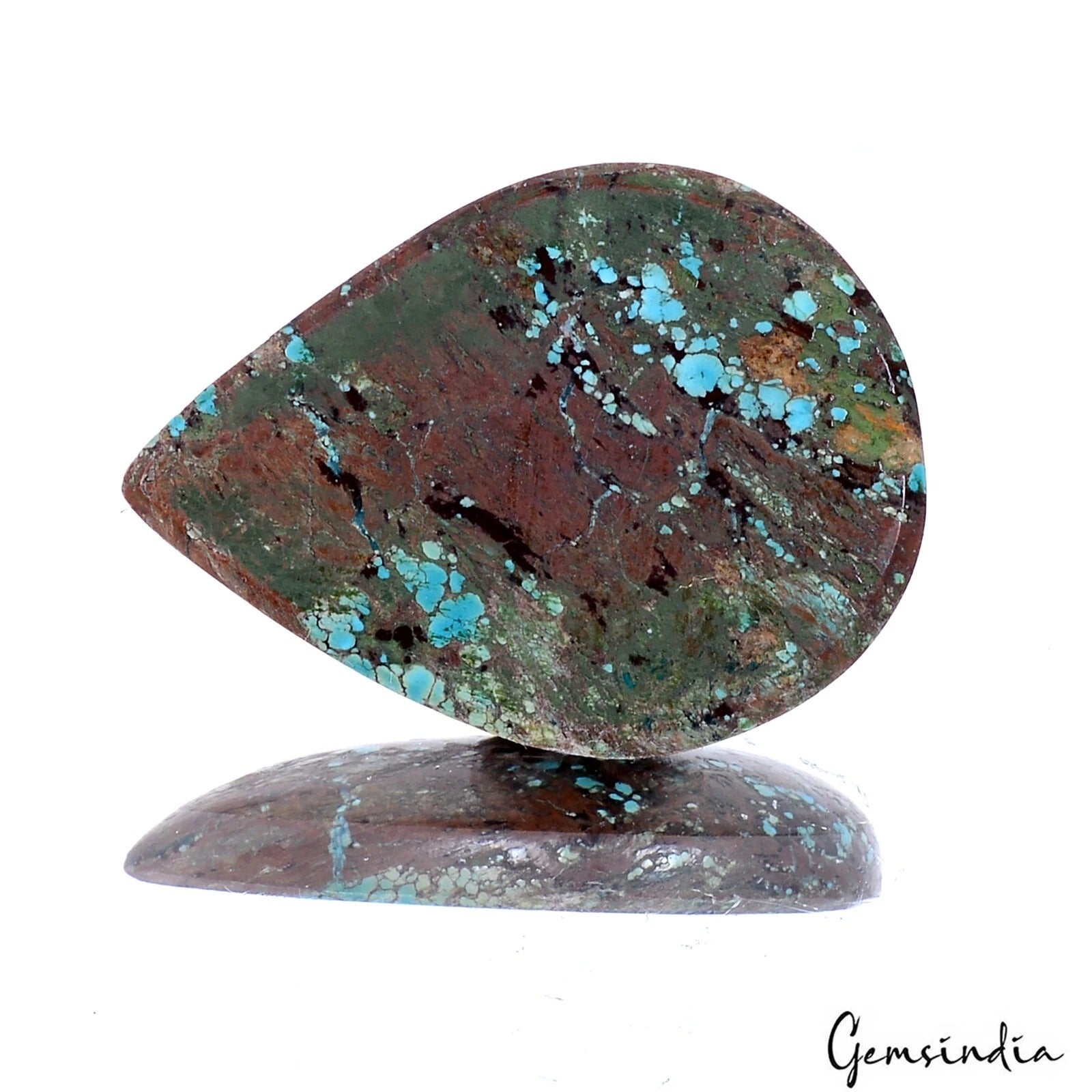 42.80 Ct Natural Brown Blue Turquoise Pear Cabochon Loose Gemstone For Pendant