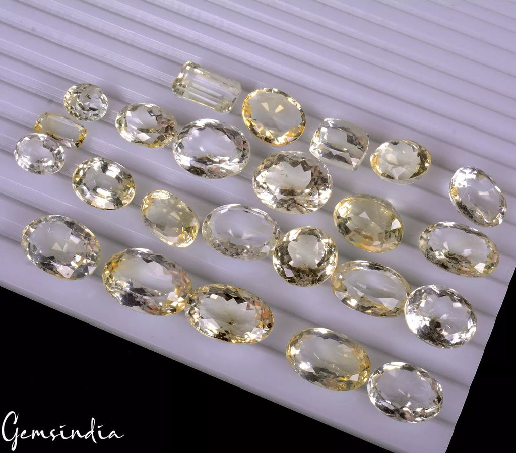 270 Cts Natural Lemon Citrine Mix Cut Loose Untreated 12-20mm Gemstones~ 24 Pcs