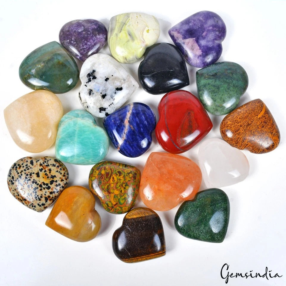 7500 Cts/19 Pcs Natural Untreated Multi-Color Gems Puffy Heart Cab Wholesale Lot