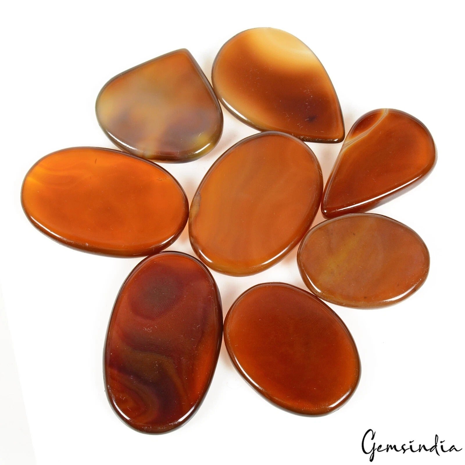 Onyx Lot, Cabochon, Untreated, Bi-Color — 8 Pieces, 34mm to 48mm, 500 Ct, Madagascar