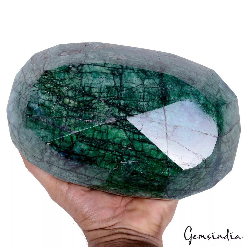 Huge 4.5 Kg Natural Green Emerald Earth Mined Huge Oval Cut Gemstone 8*5.5*4inch