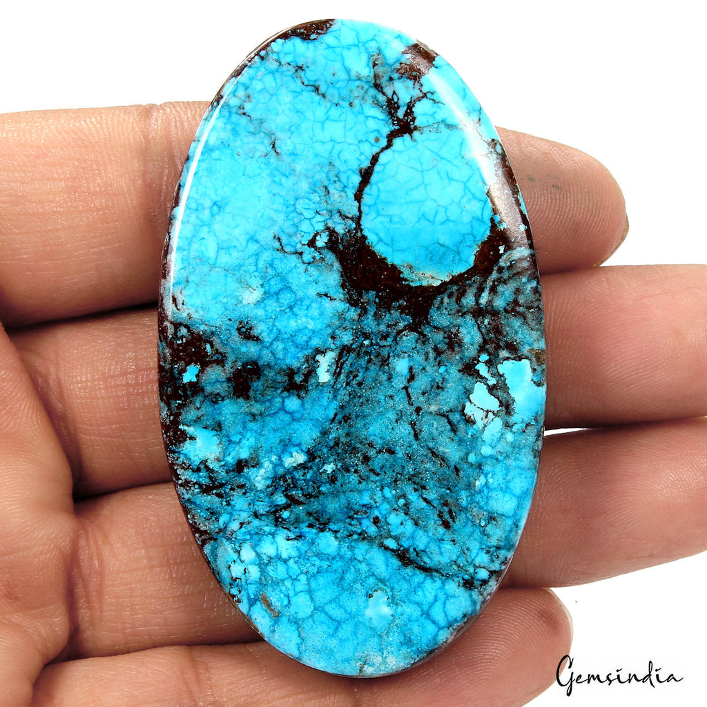 Large 292.20 Ct Spiderweb Turquoise Blue Oval Shape USA Arizona Loose Cab Gems